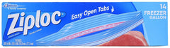 Ziploc 00389 Series Freezer Bag, Zipper Closure, 10-9/6 in W, 10-3/4 in L, 1 gal Capacity