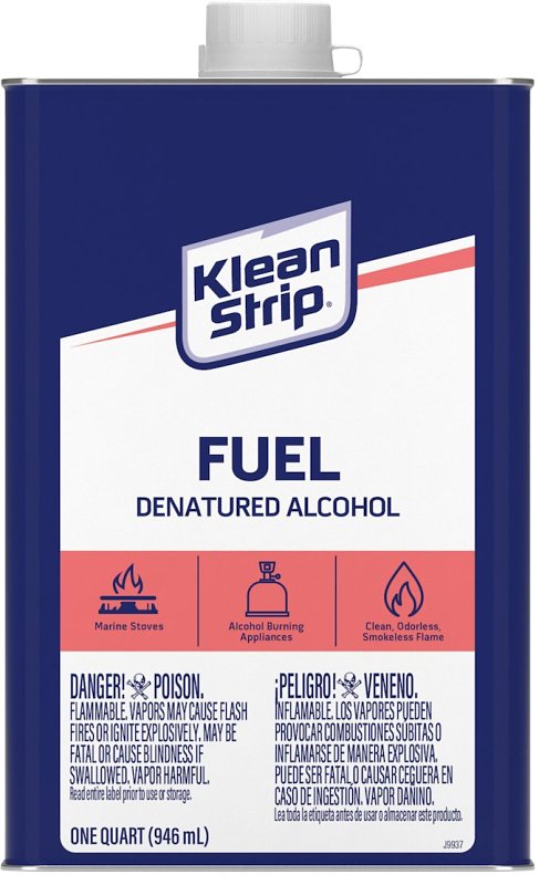 Klean Strip QSL26 Denatured Alcohol Fuel, Liquid, Alcohol, Water White, 1 qt, Can