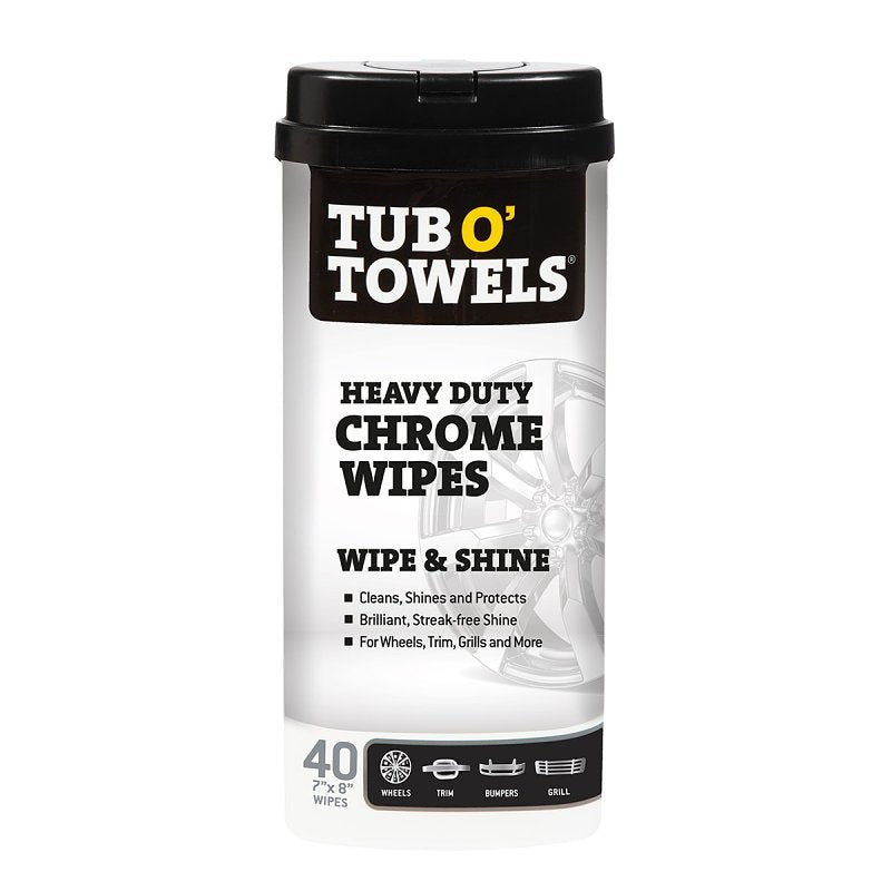 Tub O'Towels TW40-CHR Heavy-Duty Wipes, 8 in L, 7 in W, 40 -Wipes