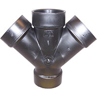 Canplas 102354BC Double Pipe Wye, 4 in, Hub, ABS, Black