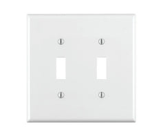Leviton 002-80709-00W Wallplate, 4-1/2 in L, 2-3/4 in W, 2 -Gang, Nylon, White, Smooth