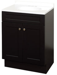 Zenna Home SBC24CH 2-Door Shaker Vanity with Top, Wood, Espresso, Cultured Marble Sink, White Sink