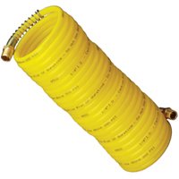 Amflo 4-25E-RET Recoil Air Hose, 1/4 in OD, 25 ft L, MNPT, 200 psi Pressure, Nylon, Yellow