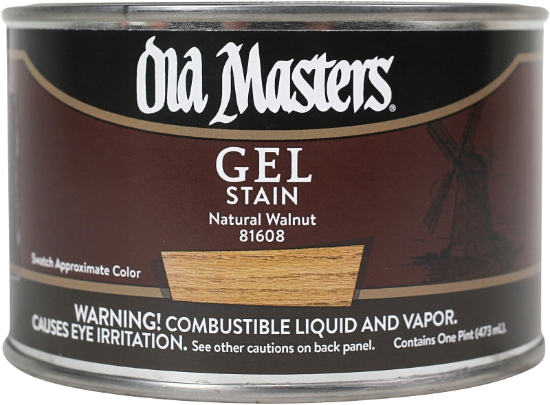 Old Masters 81608 Gel Stain, Natural Walnut, Liquid, 1 pt, Can