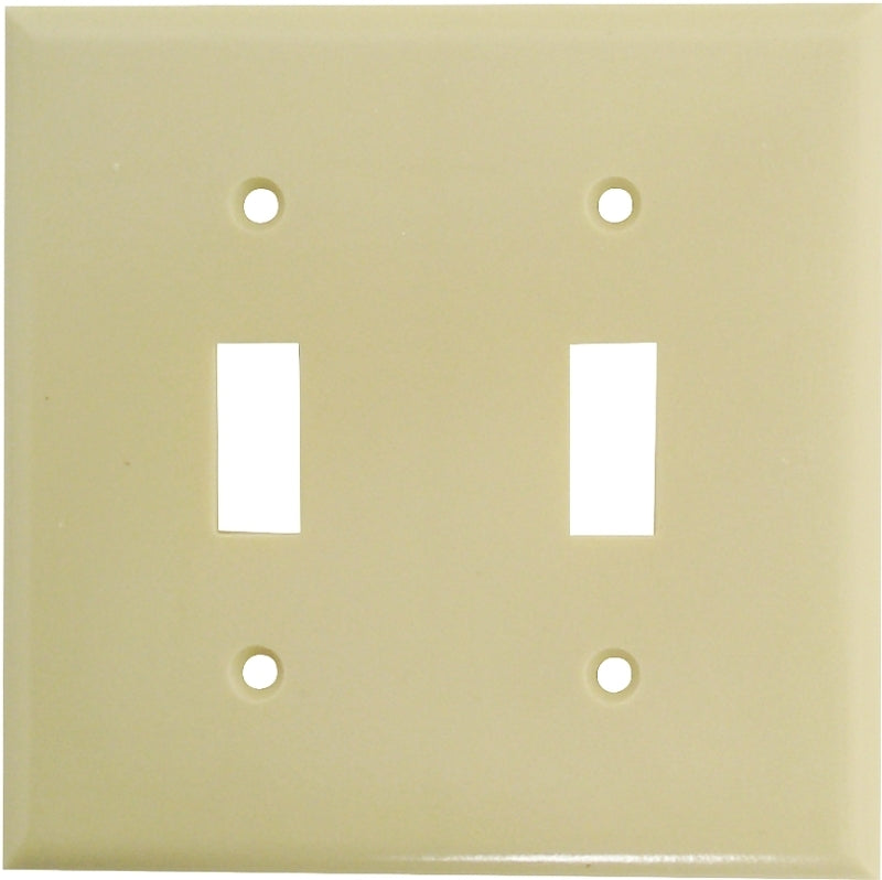 Eaton Wiring Devices 2139V-BOX Wallplate, 4-1/2 in L, 4-9/16 in W, 2 -Gang, Thermoset, Ivory, High-Gloss