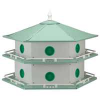 Heath AH-12D Bird House, 12 in W, 6 in D, 14 in H, Hexagon, Aluminum, Light Green/White