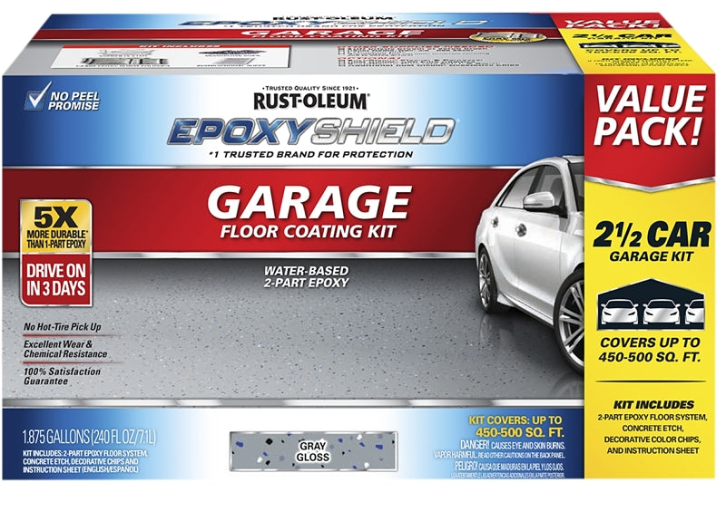 EpoxyShield 251870 Epoxy Coating Kit, High-Gloss, Gray, 2 gal