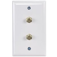 Zenith VW1001WJ2W Dual Coaxial Cable Wall Jack, 4-1/2 in L, 2-3/4 in W, White