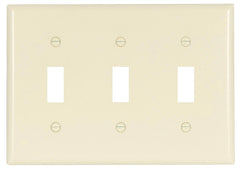 Eaton Wiring Devices 2141LA-BOX Wallplate, 4-1/2 in L, 3-3/8 in W, 3 -Gang, Thermoset, Light Almond, High-Gloss