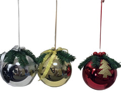 Hometown Holidays 99931 Decorated Ball Ornament, 200 mm H, PVC, Blue/Gold/Green/Red/Silver
