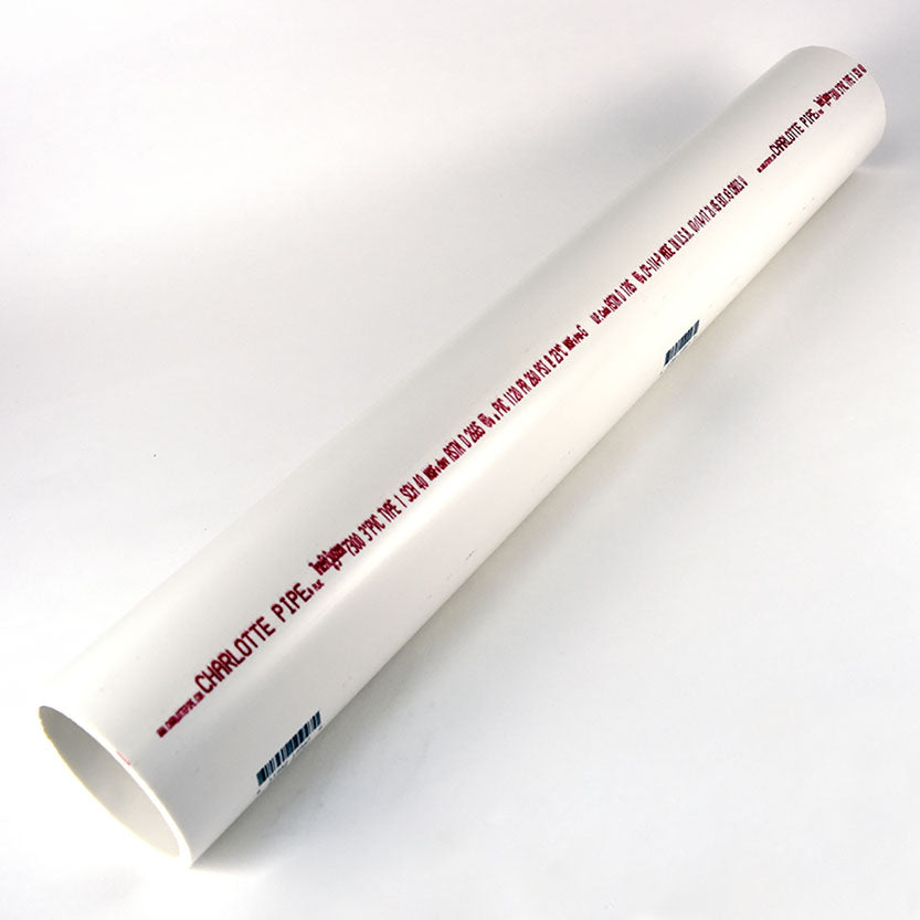 Charlotte Pipe PVC 07300 0200 Cut Pipe, 3 in, 2 ft L, SCH 40 Schedule, PVC, White