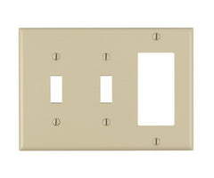 Decora 80421-I Combination Wallplate, 4-1/2 in L, 2-3/4 in W, Standard, 3 -Gang, Plastic, Ivory, Device Mounting