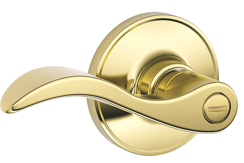 Schlage J Series J40 V SEV 605 Privacy Lever, Mechanical Lock, Bright Brass, Lever Handle, Metal, Residential