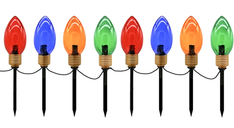 Hometown Holidays 92601 Light Stake Yard, 18 in L, Yard Decor, PVC, Blue/Gold/Green/Red, Shiny