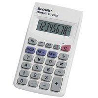 Sharp EL233SB Pocket Calculator, Battery, 8 Display, LCD Display, White