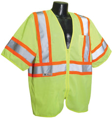 Radwear SV22-3ZGM-L Economical Safety Vest, L, Polyester, Green/Silver, Zipper
