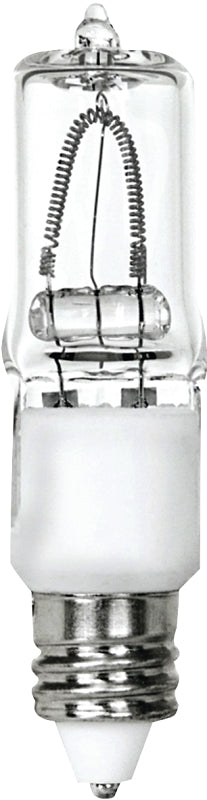 Feit Electric BPQ75/CL/MC/CAN Halogen Bulb, 75 W, Candelabra E11 Lamp Base, T4 Lamp, 3000 K Color Temp