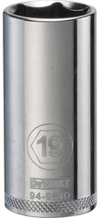 DeWALT DWMT94961OSP Drive Socket, 19 mm Socket, 3/8 in Drive, 6-Point, Vanadium Steel, Polished Chrome
