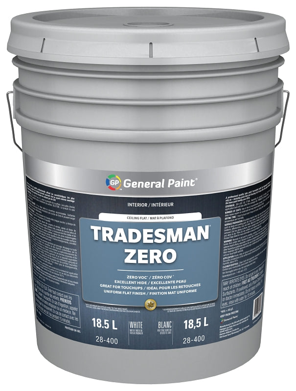 General Paint GE0028400-20 Interior Paint, Flat Sheen, White, 5 gal, Pail, 290 to 390 sq-ft Coverage Area