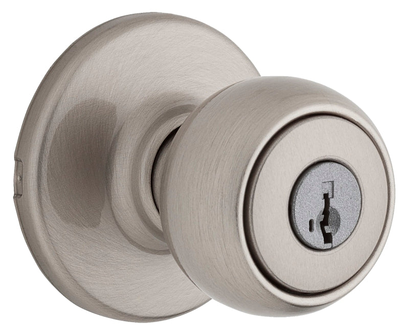 Weiser Fairfax Series 9GAC5310-069 Entry Door Knob, 1-15/16 in Dia Knob, Satin Nickel