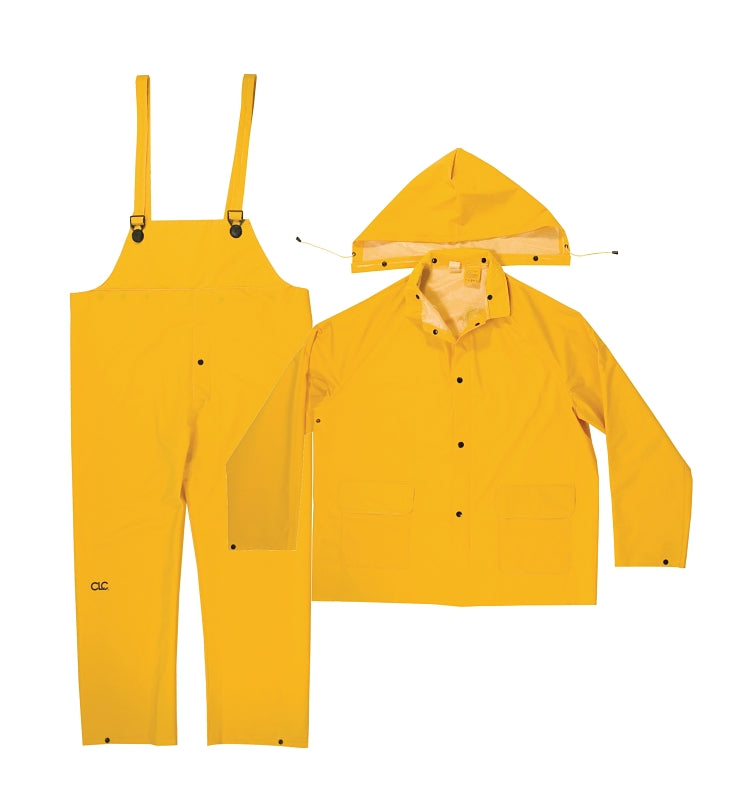 CLC R101L Rain Suit, L, PVC, Yellow, Detachable Collar