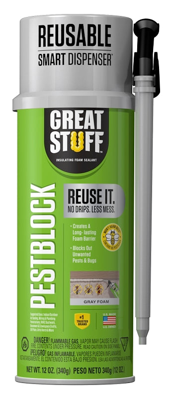 Great Stuff 99112809 Smart Dispenser Pestblock, Gray, 12 oz, Can