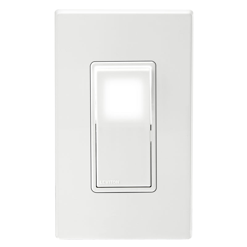 Decora C32-05674-02W Rocker Switch with Wallplate, 15 A, 120/277 V, 3-Way, Lead Wire Terminal, White