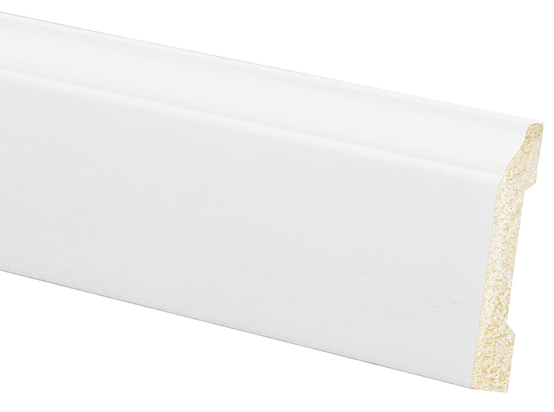 Inteplast Group 633 56330800032 Base Moulding, 8 ft L, 3-3/16 in W, 3/8 in Thick, Polystyrene, Crystal White