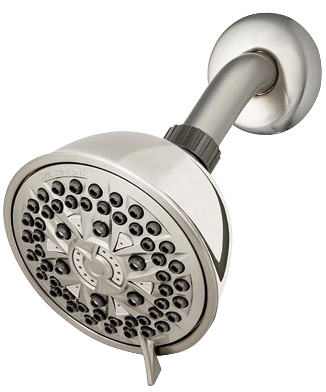 Waterpik XFT-739E Shower Head, Round, 1.8 gpm, 1/2 in Connection, 7-Spray Function, Nickel, Brushed, 4 in Dia