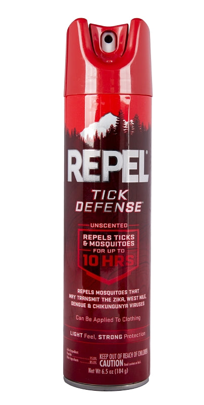 Repel 6410484 Tick Defense, 6.5 oz, Aerosol, Liquid, Clear/Light Yellow/Water White, Ethanol, Picaridin