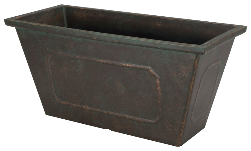 Landscapers Select PT-S049 Planter, 19 in W, 8 in D, Rectangle, Resin, Black, Metallic