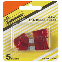 Bussmann BP/ATC-10-RP Automotive Fuse, Blade Fuse, 32 VDC, 10 A, 1 kA Interrupt