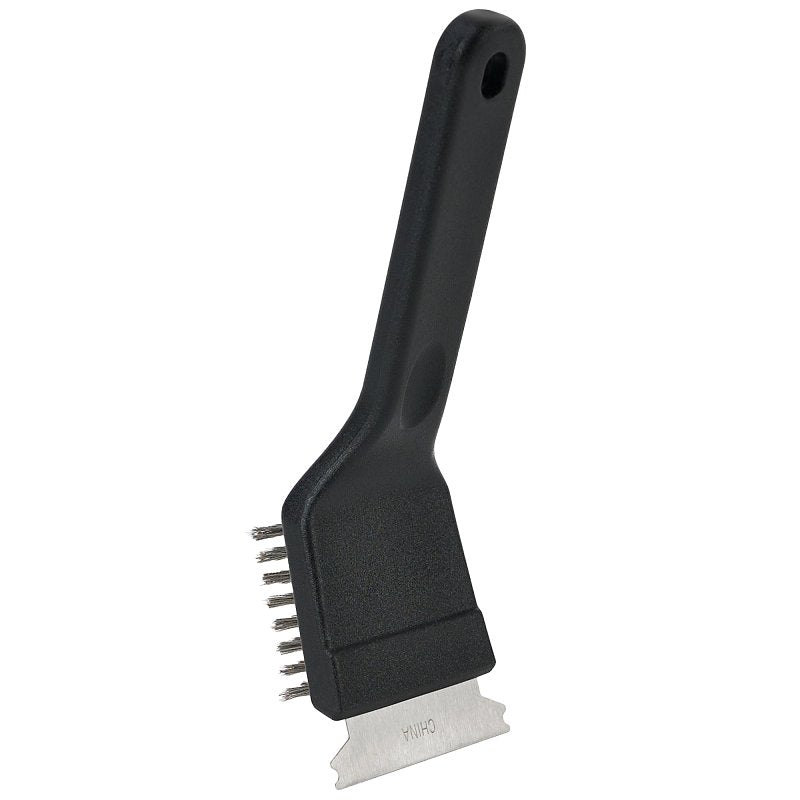 Mr. BAR-B-Q 60312Y Grill Brush with Scraper, Stainless Steel Bristle, Plastic Handle, 8 in L