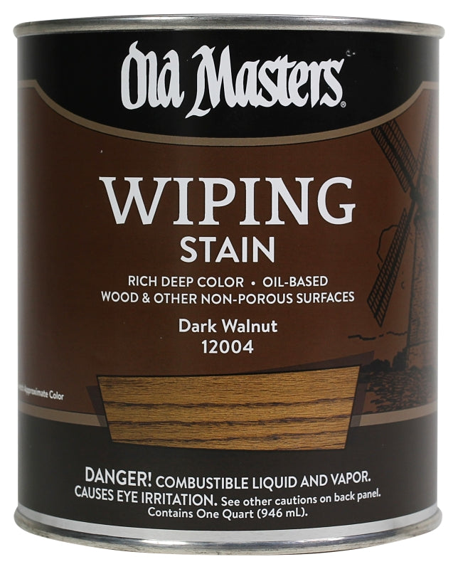 Old Masters 12004 Wiping Stain, Dark Walnut, Liquid, 1 qt, Can
