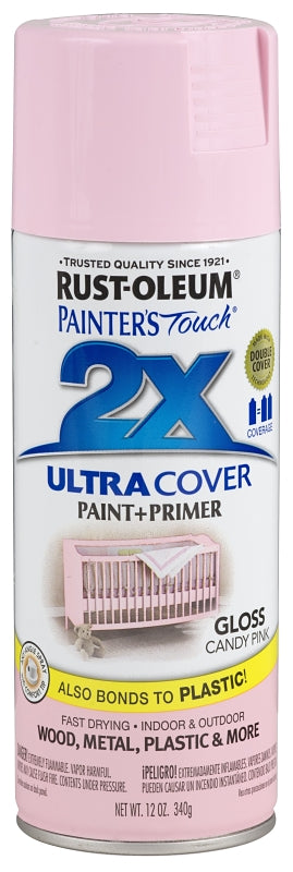 2X Ultra Cover 334028 Spray Paint, Gloss, Candy Pink, 12 oz, Can