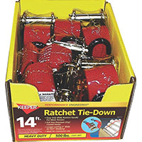 Keeper 05517 Tie-Down, 2 in W, 14 ft L, Polyester, Gray, 500 lb, S-Hook End Fitting