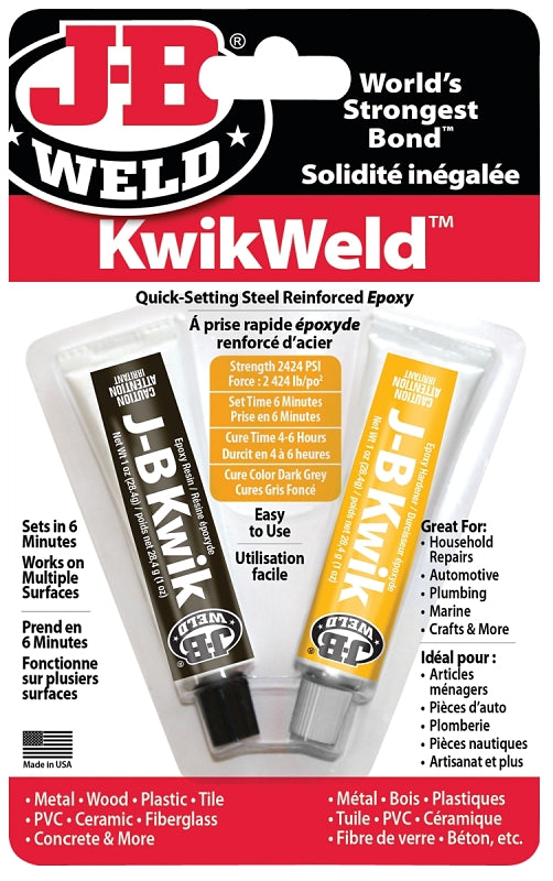 J-B Weld 8276F Epoxy, Dark Gray, Solid, 2 oz, Twin Tube