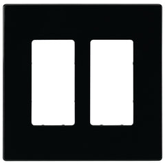 Eaton PJS262BK-L Wallplate, 4-7/8 in L, 4.94 in W, 2-Gang, Polycarbonate, Black, High-Gloss