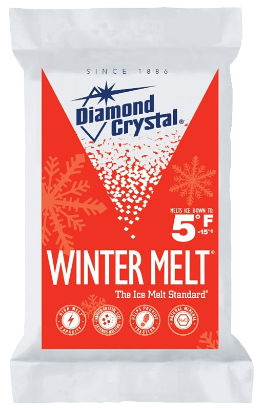 Cargill Diamond Crystal Winter Melt 100012605 Ice Melter Salt, Crystalline Solid, White, 50 lb Bag