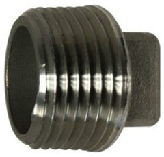 Anderson Metals 62653B Cored Pipe Plug, 1/2 in, Threaded, Square Head, 304 Stainless Steel