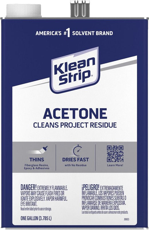 Klean Strip GAC18 Acetone Thinner, Liquid, Characteristic Ketone, Sweet Pungent, Clear, 1 gal, Can