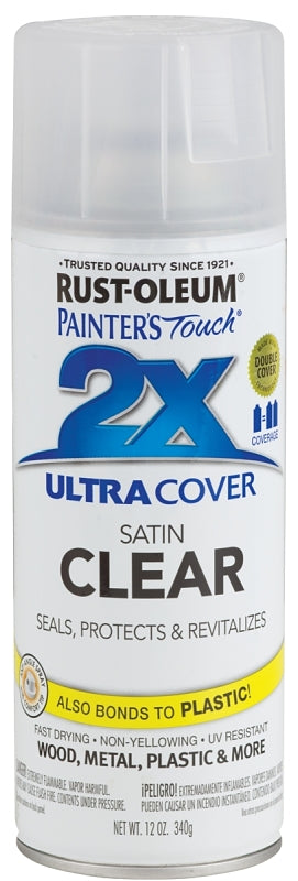 2X Ultra Cover 346952 Spray Paint, Satin, Clear, 12 oz, Can