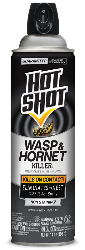 Hot Shot HG-13415 Wasp and Hornet Killer, Pressurized Liquid, Spray Application, Outdoor, 14 oz, Aerosol Can