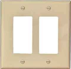 Eaton Wiring Devices PJ262V Wallplate, 4-1/2 in L, 4.56 in W, 2 -Gang, Polycarbonate, Ivory, High-Gloss