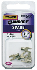 Jandorf 60910 Spade Terminal, 600 V, 16 to 14 AWG Wire, #6 Stud, Copper Contact