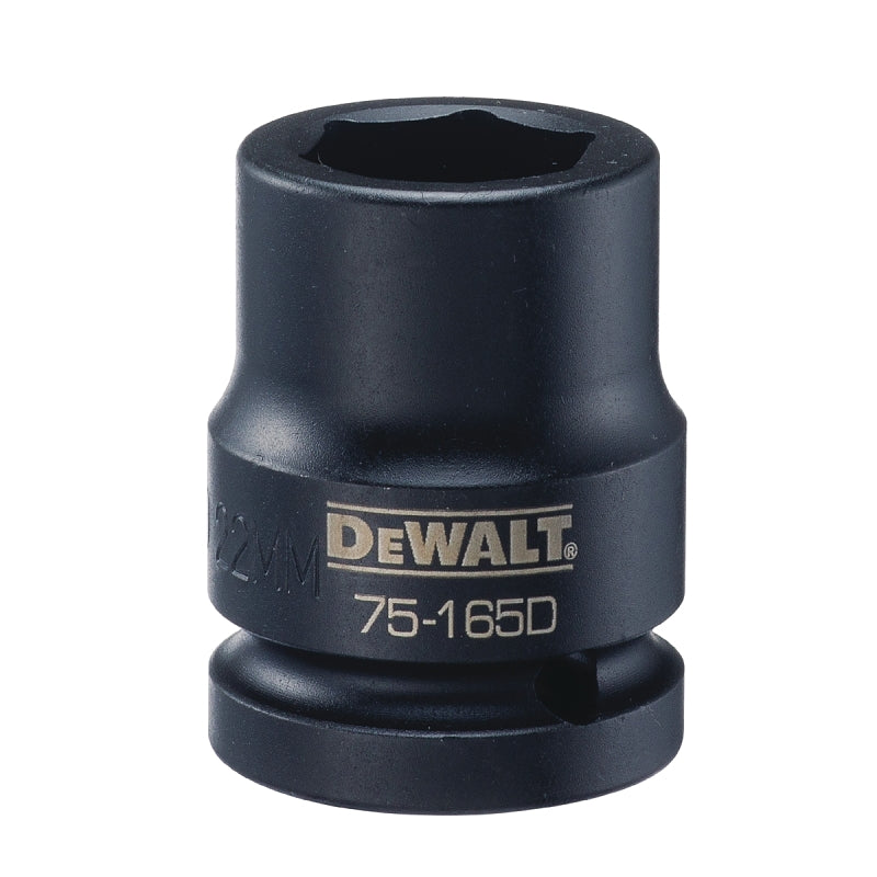 DeWALT DWMT75165OSP Impact Socket, 22 mm Socket, 3/4 in Drive, 6-Point, CR-440 Steel, Black Oxide