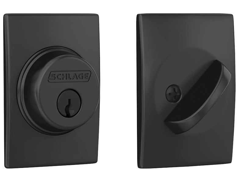 Schlage B Series B60 CEN 622 Deadbolt, Matte Black, Metal, C Keyway, Re-Key Technology: Traditional, Residential, Yes