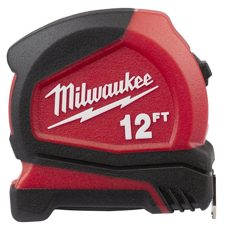 Milwaukee 48-22-6612 Tape Measure, 12 ft L Blade, 19 mm W Blade, Steel Blade, Plastic Case