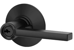 Schlage F Series F51A LAT 622 Entry Door Lock, Lever Handle, Matte Black, Metal, C Keyway, Residential, Grade 2 Grade