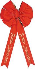 Holidaytrims 6016 Deluxe Outdoor Bow, 2 in H, Velvet, Gold/Red